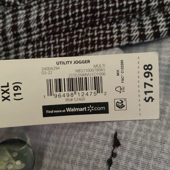 No Boundaries XXL Black and White Patterned Stretchy Utility Jogger Pants - Picture 6 of 6